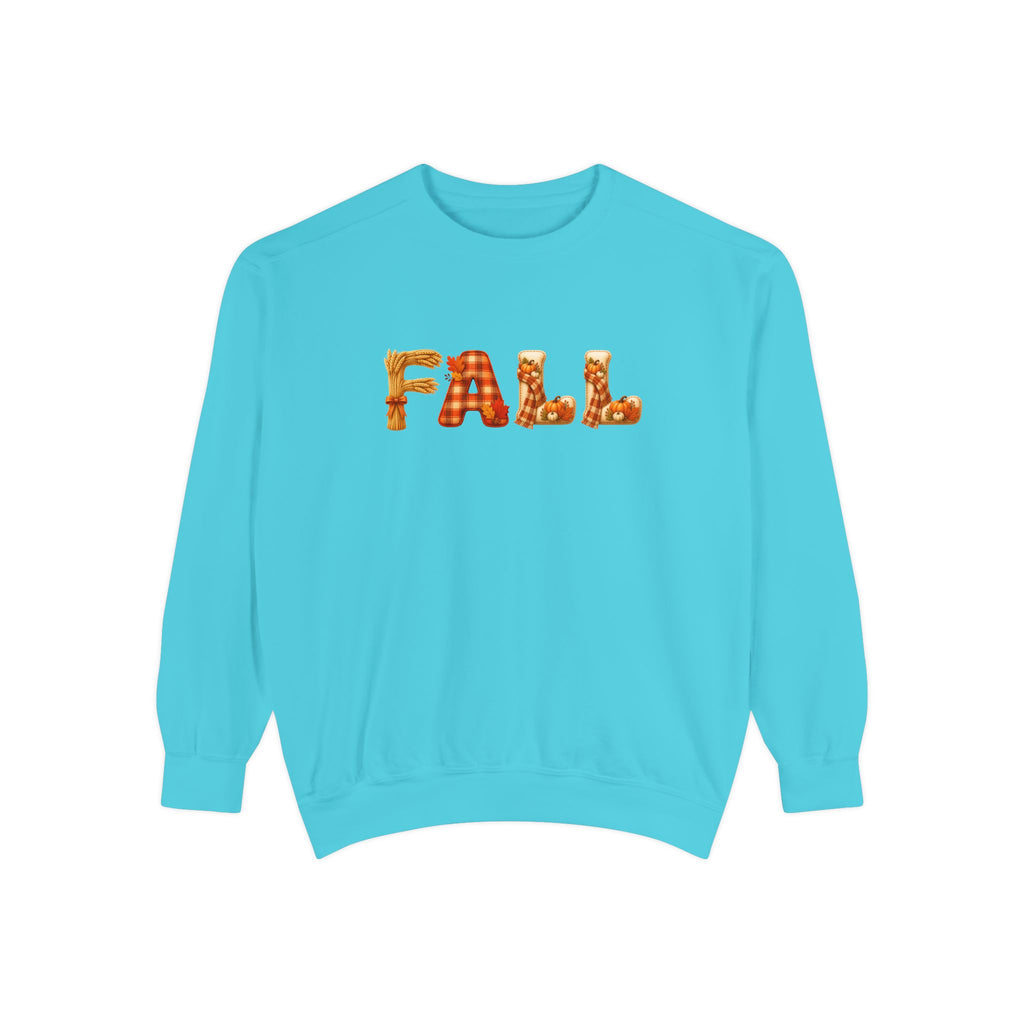 Garment-Dyed FALL Crewneck with Leaf-Strewn Lettering