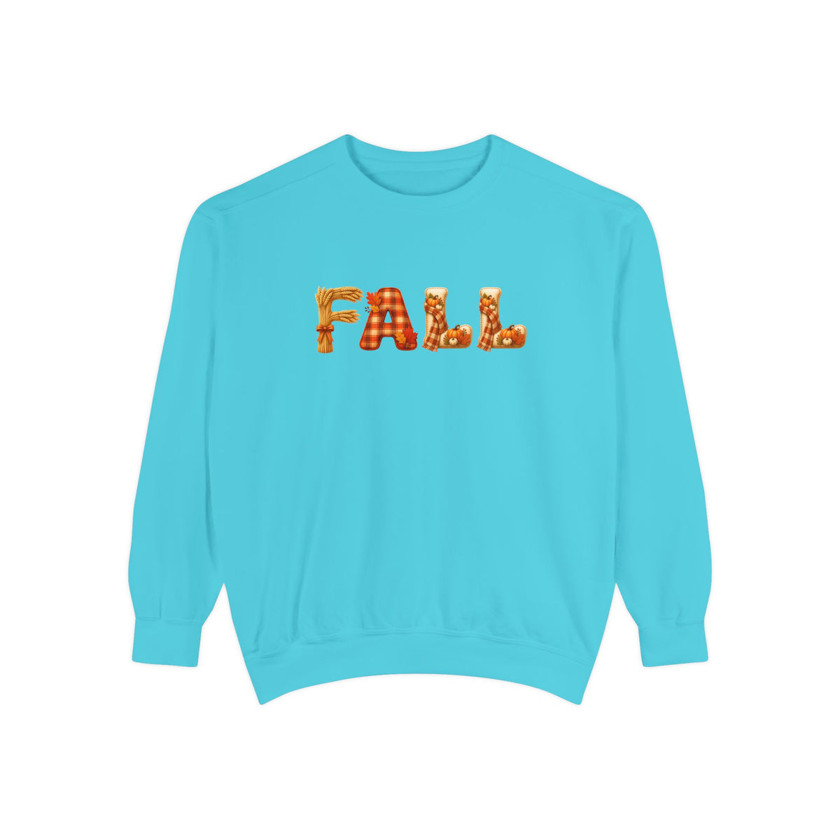 Garment-Dyed FALL Crewneck with Leaf-Strewn Lettering