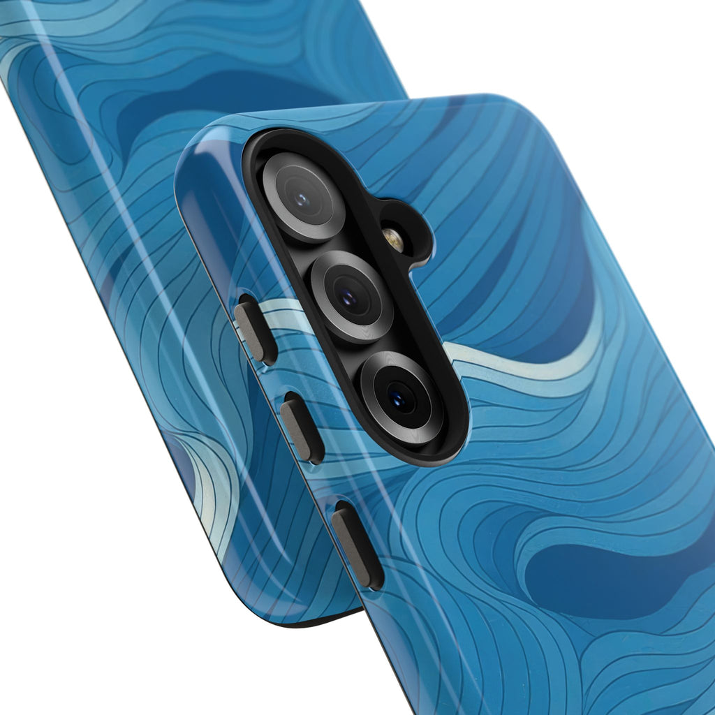 Blue Wave Tough Phone Case: Ocean Abstract Protective Cover