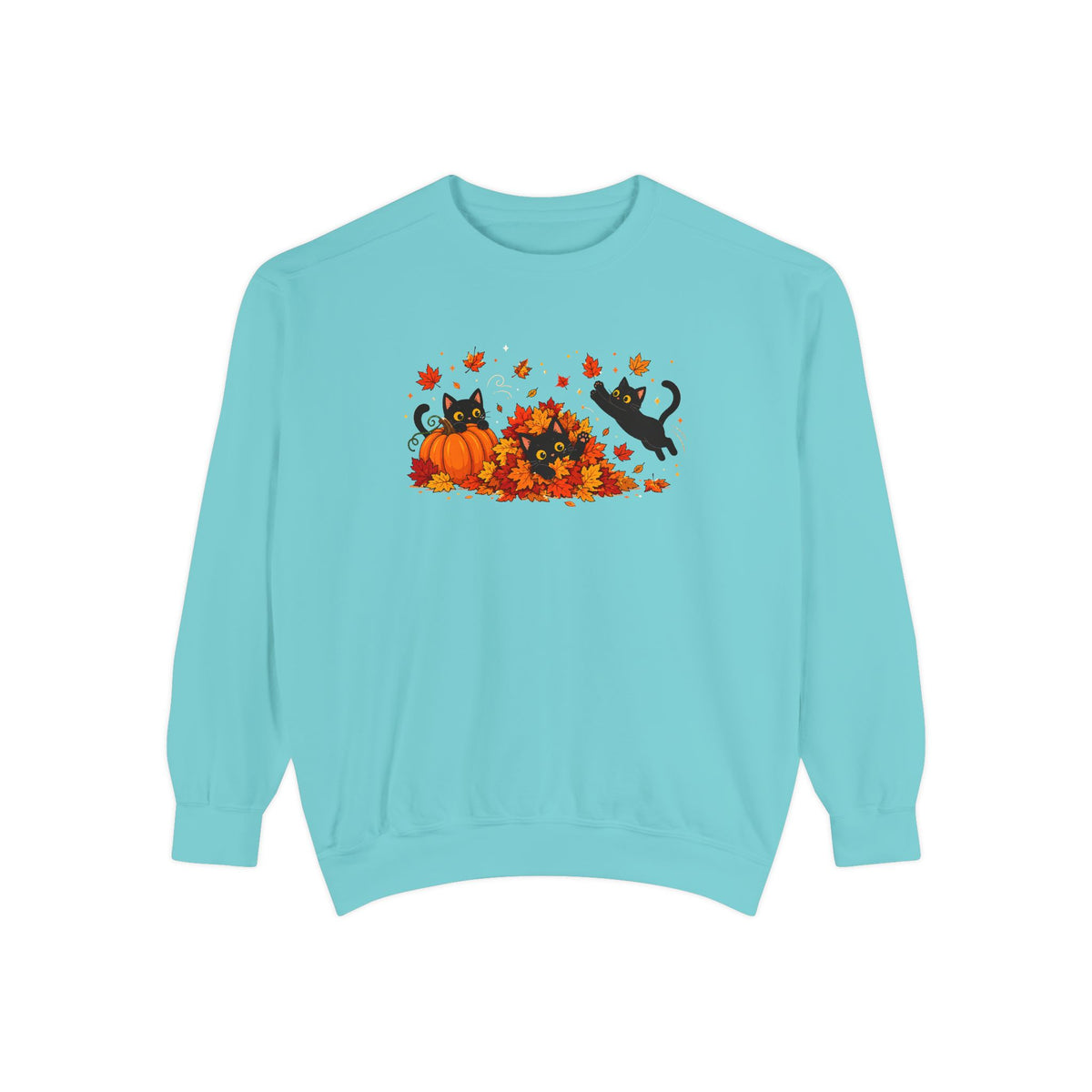 Black Cat & Pumpkin Patch Crewneck for Autumn Porch Nights