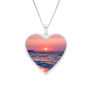 Heart Photo Pendant: Personalized Beach Sunset Necklace
