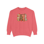 Fall Leopard Plaid Sweatshirt with Autumn Leaves Graphic