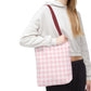 Pastel Pink Gingham Checkered Canvas Everyday Tote