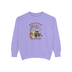 Fall Camper Crewneck with Autumn Cabin Illustration