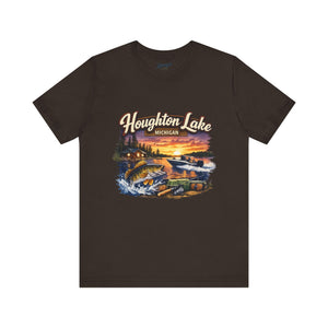Houghton Lake Michigan Fishing Sunset Tee