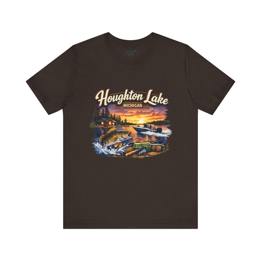 Houghton Lake Michigan Fishing Sunset Tee