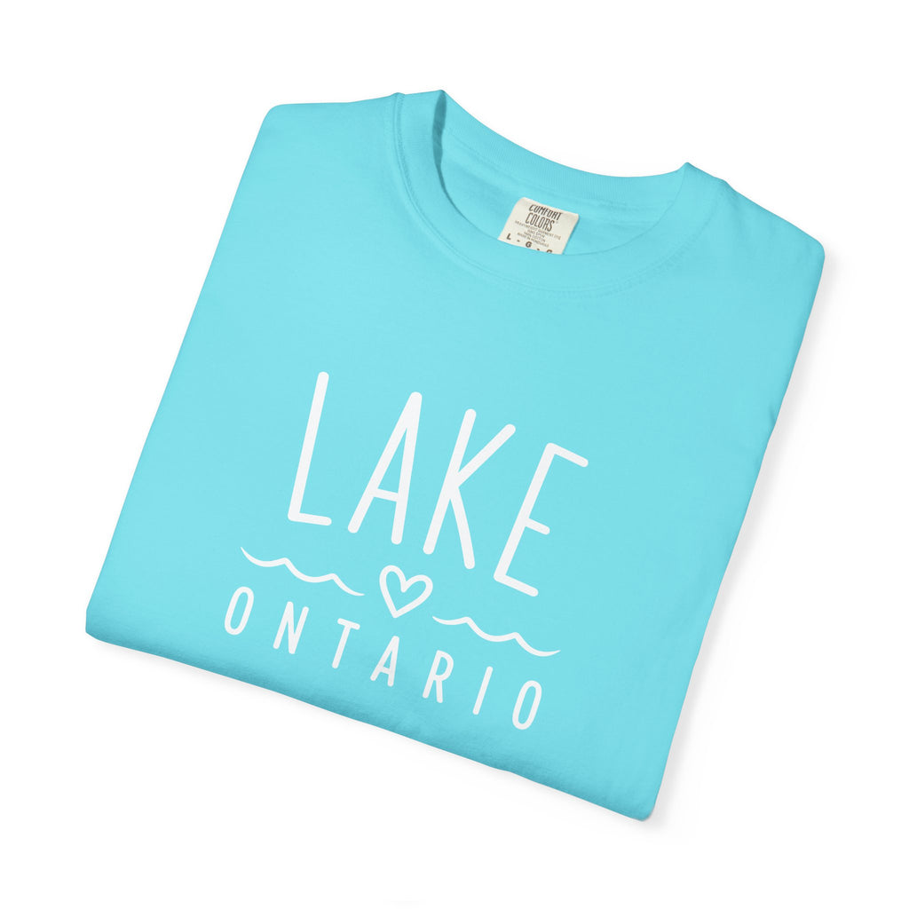 Lake Ontario Tee with Hand-Drawn Heart & Wave Graphic