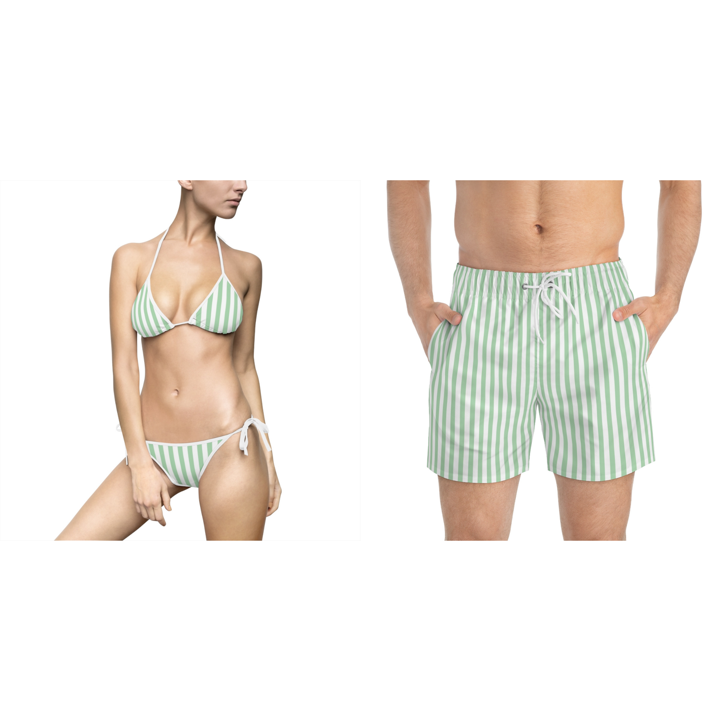 Green Stripped Swim Bundle
